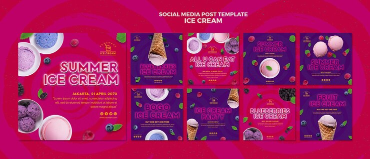 Free PSD ice cream social media post