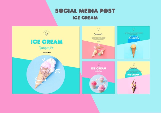 Free PSD ice cream social media post