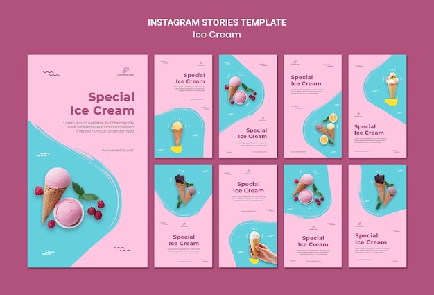 無料PSD アイスクリーム店のinstagramストーリーテンプレート