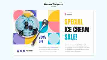 Free PSD ice cream template banner