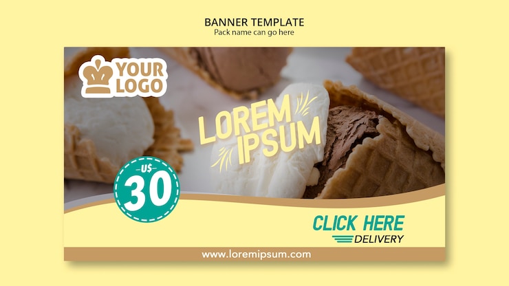 Free PSD ice scream cones banner template