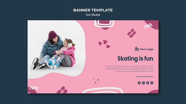 Free PSD ice skate banner template theme