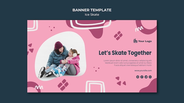 Free PSD ice skate banner template