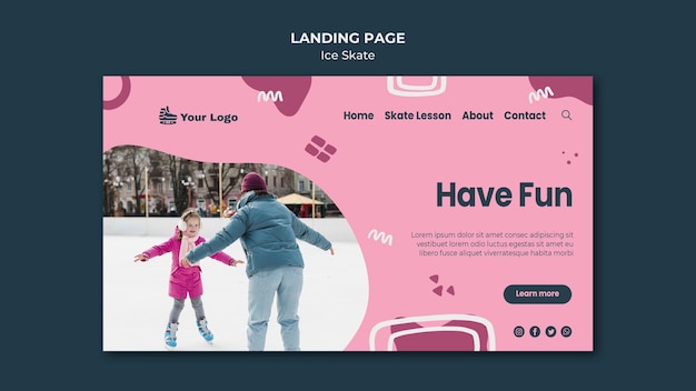Free PSD ice skate landing page design