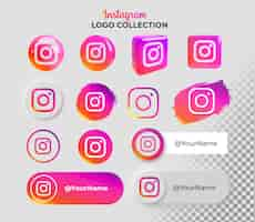 PSD gratuito collezione di icone con logo instagram su sfondo trasparente