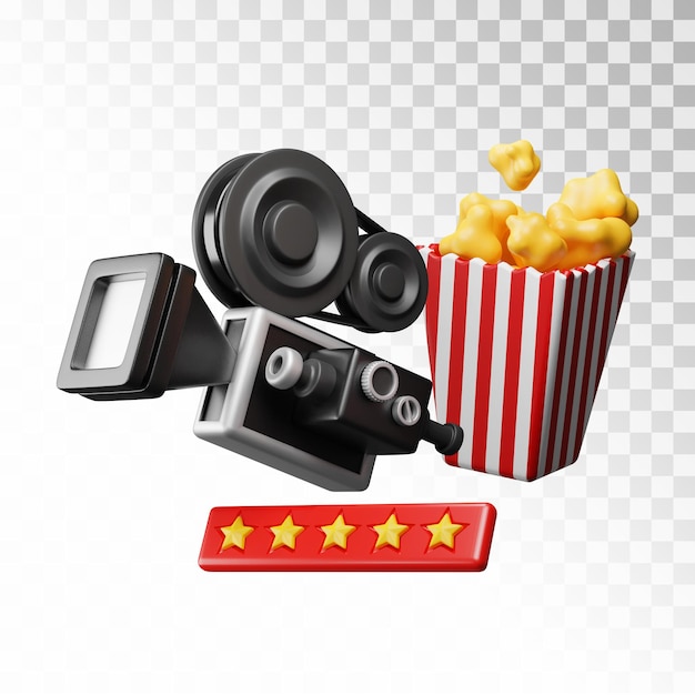 Бесплатный PSD Иконы для кино. 3д иллюстрация
