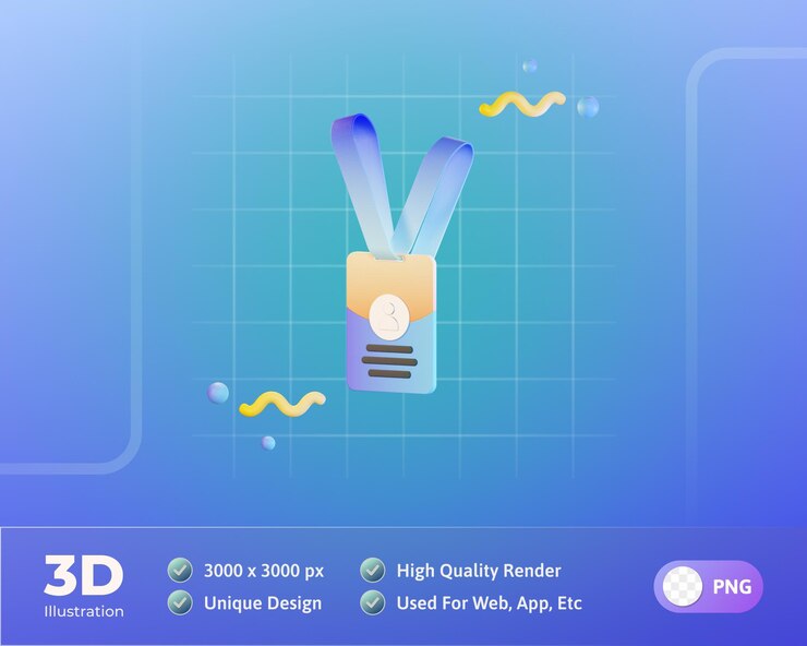 Free PSD id card 3d illustration