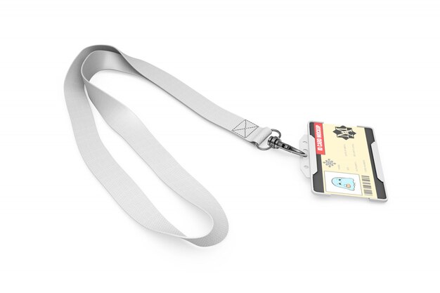 id card mockup on necklace