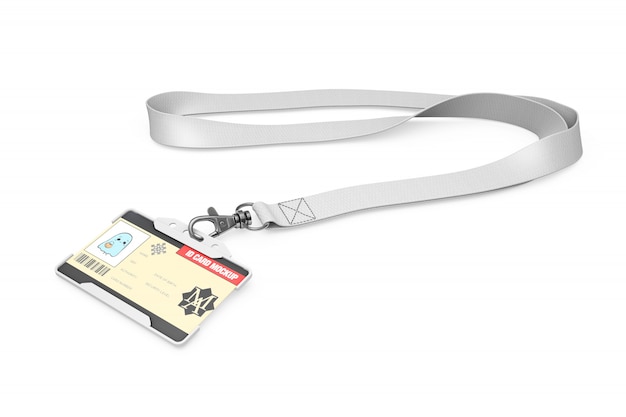 id card mockup on necklace