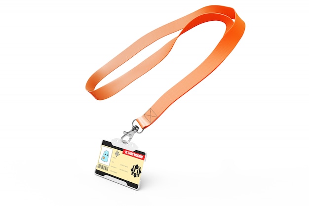 id card mockup on necklace