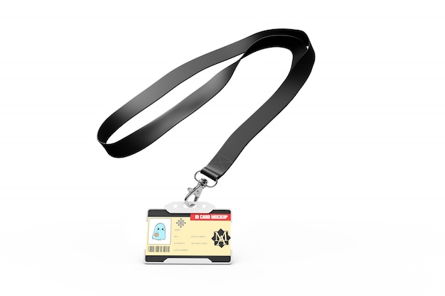 id card mockup on necklace