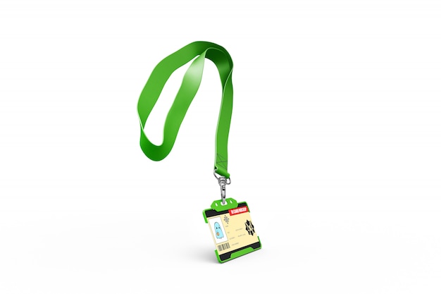 id card mockup on necklace