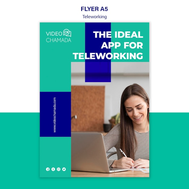 The ideal app for teleworking flyer template