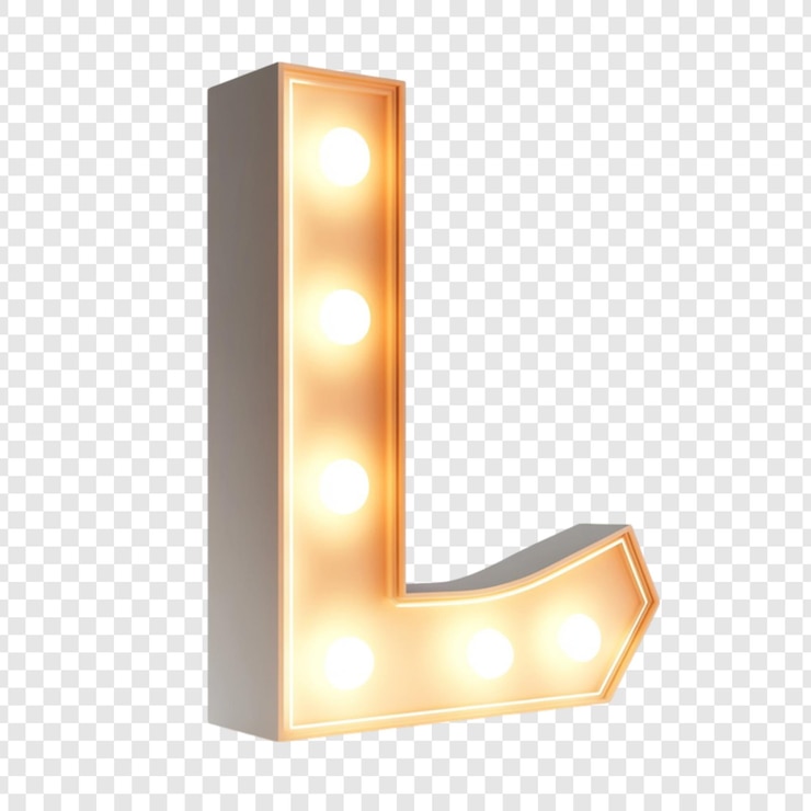 Free PSD illuminated letter l lightbulb sign alphabet lighting decor
