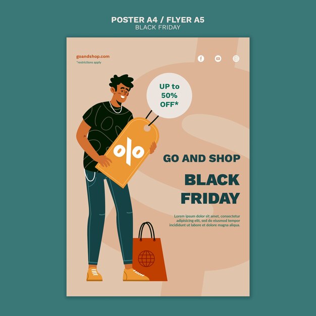 Illustrated black friday print template