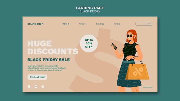 Modello web illustrato del black friday