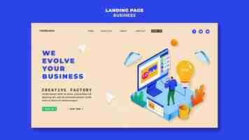 Free PSD illustrated business landing page template