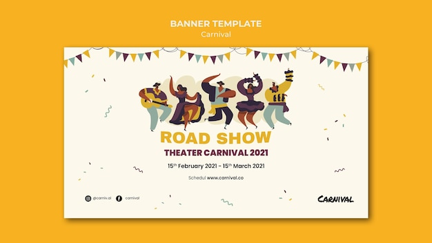 Modello di banner di carnevale illustrato