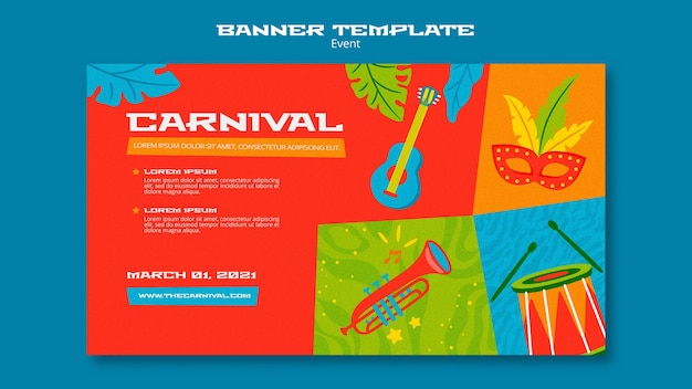 PSD gratuito modello di banner di carnevale illustrato