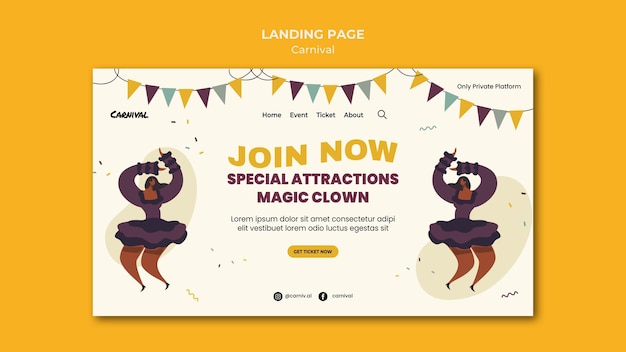 Free PSD illustrated carnival landing page template