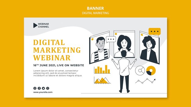Illustrated digital marketing banner template