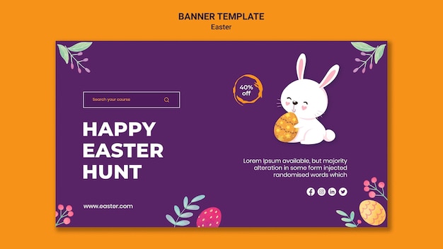 PSD gratuito modello illustrato della bandiera di evento di pasqua