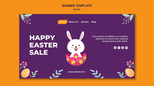 Free PSD illustrated easter event banner template