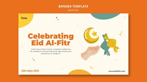 Illustrated eid al-fitr banner template