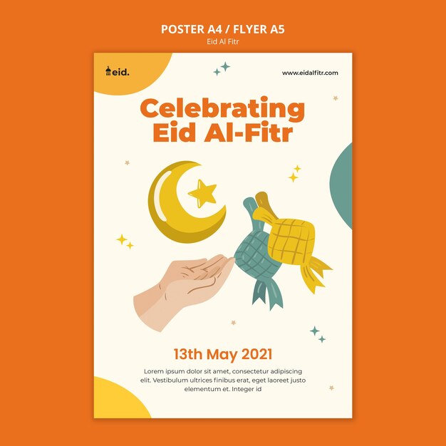 Illustrated eid al-fitr print template