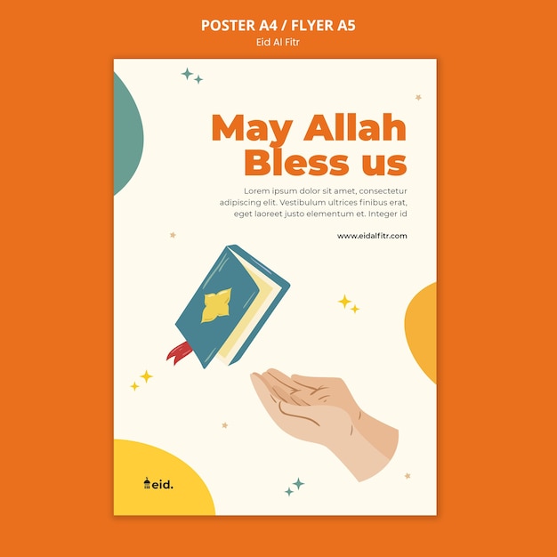 Illustrated eid al-fitr print template