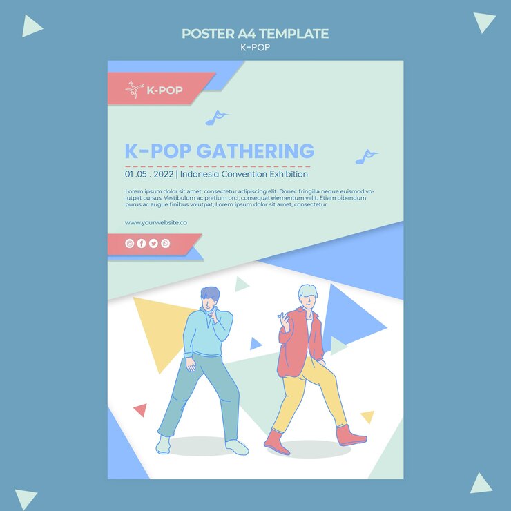 무료 PSD k-pop 포스터 템플릿 일러스트