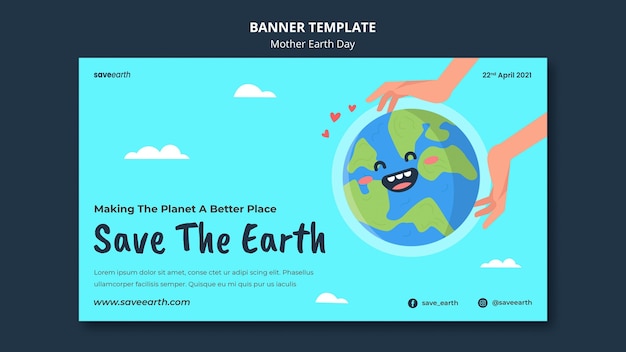 Free PSD illustrated mother earth day banner template