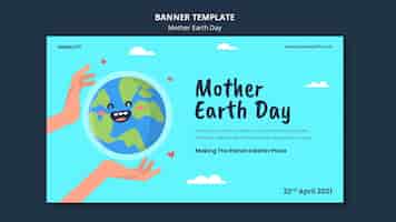 Free PSD illustrated mother earth day banner template