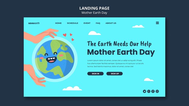 Illustrated mother earth day landing page