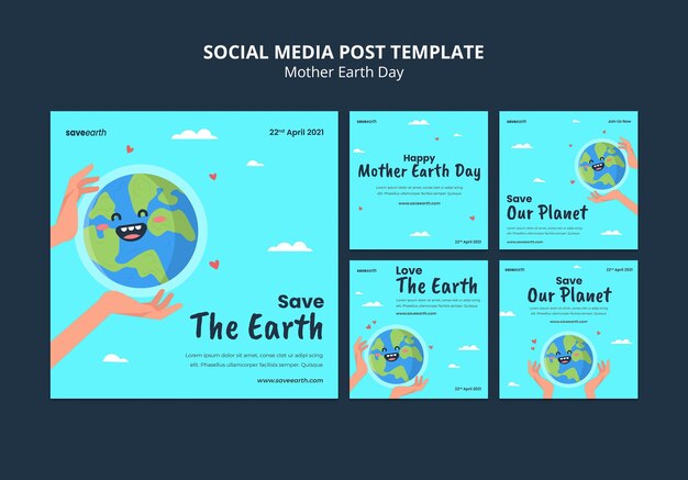 illustrated mother earth day posts