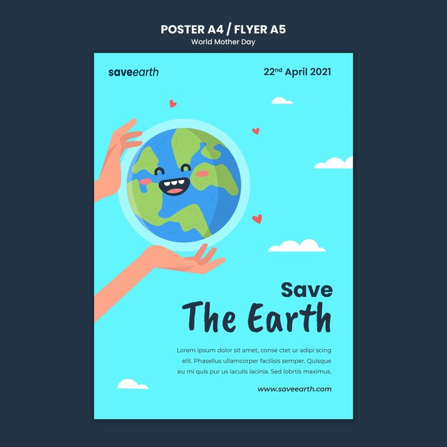 Illustrated mother earth day print template