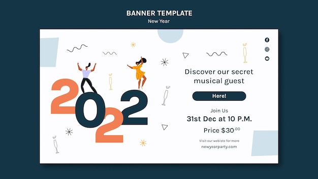 Illustrated new year banner template