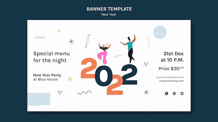 Free PSD illustrated new year banner template