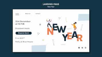 Free PSD illustrated new year landing page template