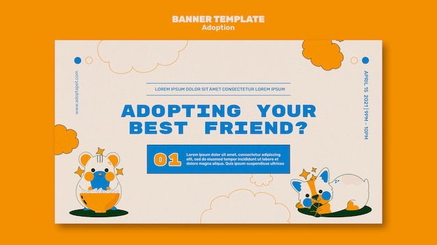 Illustrated pets banner template