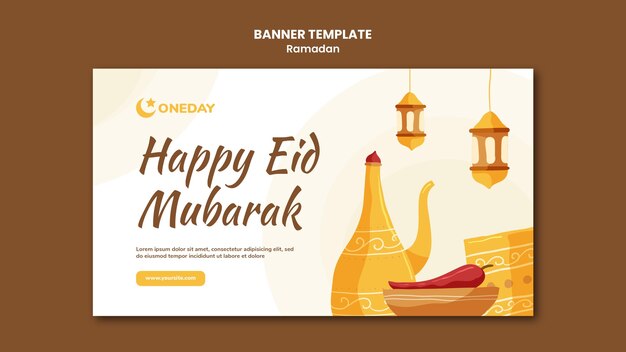 Illustrated ramadan banner template