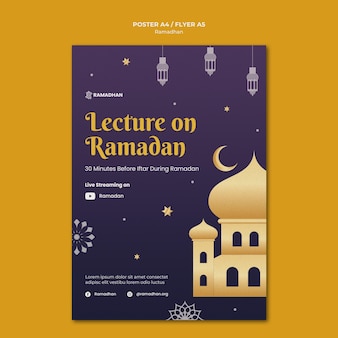 Illustrated ramadan kareem print template
