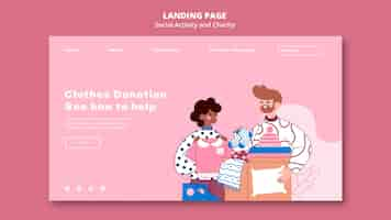 Free PSD illustrated social activity and charity web template