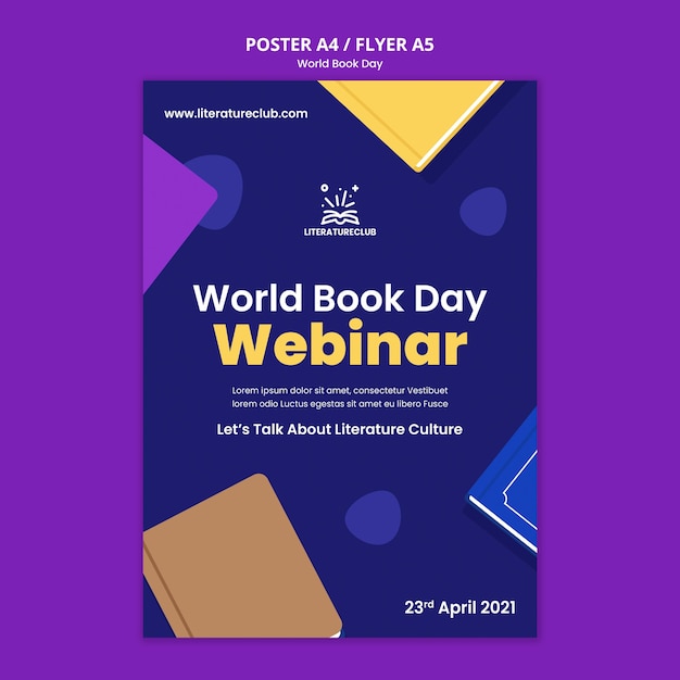 Free PSD illustrated world book day poster template