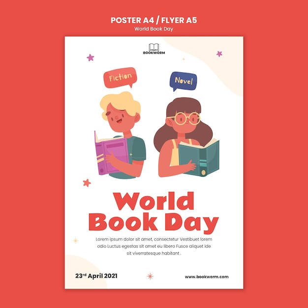 Free PSD illustrated world book day print template