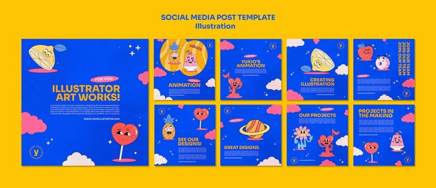 illustration concept social media post collection