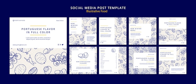 Free PSD illustrative food instagram post design template