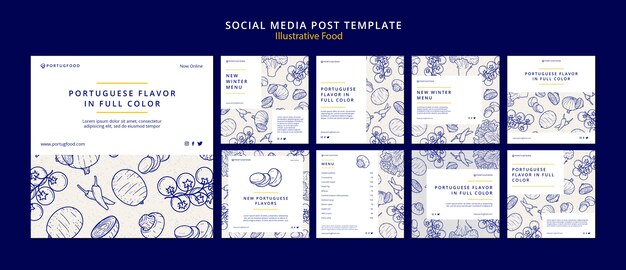 Illustrative food instagram post design template