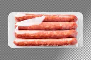 Free PSD image of transparent plastic packaging of german sausages isolated on transparent background
