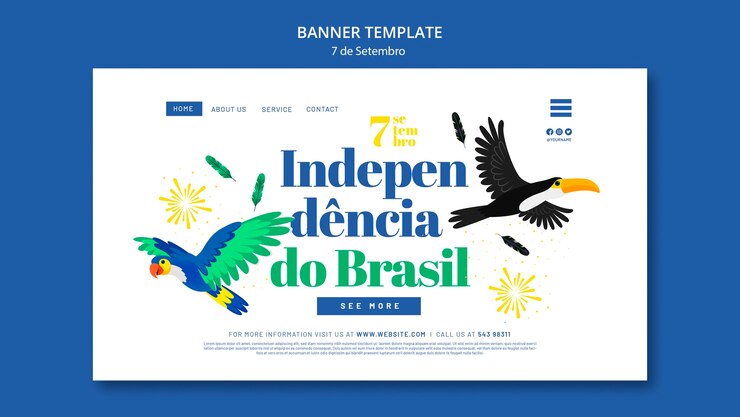 Free PSD independence day of brazil template design